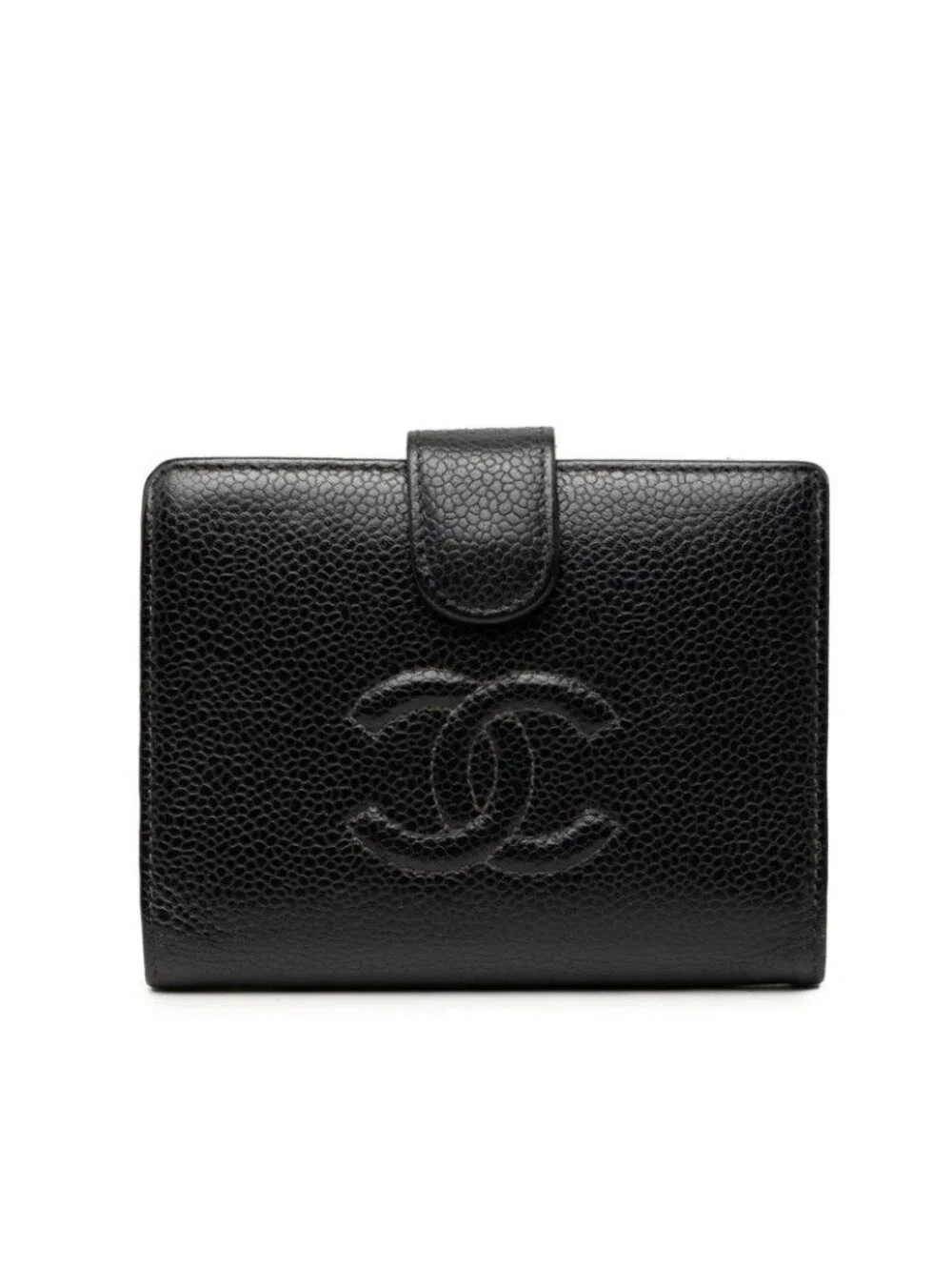 Chanel CC Logo Bifold Wallet Black Caviar Leather